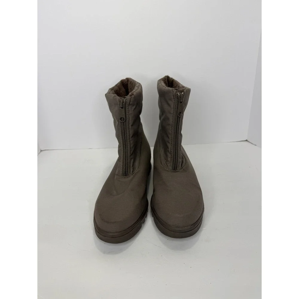 Toe Warmers Canada Waterproof Women's Taupe Winter Snow‎ Boots Sz 8.5 Front Zip